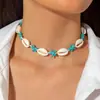 Serie de Vacaciones Transfronterizas junto al Mar Collar de Cuentas Collar de Estrella de Mar y Concha de Playa Collar Retro de Palmera y Vieira para Mujer