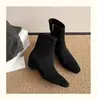 Botines de Punta Aguda para Mujer 2025 Nuevos Botines de Otoño e Invierno Estilo Francés Botines Delgados de Nicho para Mujer Botines Martin de Gamuza para Mujer
