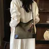 Bolso tote retro con estampado de leopardo para mujer, nueva colección otoño/invierno 2026, bolso de axila con retazos de gamuza, bolso de hombro color Maillard, bolso cruzado