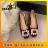 Zapatos bajos de estilo francés con pedrería y tacón bajo para mujer, nuevo modelo de verano 2025, zapatos de Mary Jane de gama alta para la noche, zapatos de trabajo para mujer