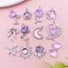 Pingente de vidro em liga com tons azuis, acessório doce estilo 'girly ins' para pulseiras, colares, brincos e joias DIY