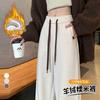 Pantalones Gruesos de Pierna Recta con Forro de Felpa para Mujer, Nuevo Estilo Otoño e Invierno 2026, Estilo Perezoso, Suaves y Lisos, Pantalones Casuales de Cintura Alta y Pierna Ancha