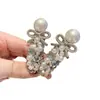 Grampo de cabelo com laço de pérola e diamantes completos estilo coreano, requintado e versátil, grampo de cabelo de alta qualidade sem costura, acessório de cabelo de clipe lateral para mulheres