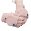 Guantes de Garra de Gato para Mujer Otoño e Invierno Cálidos con Felpa Gruesa Estudiante Escritura y Ciclismo Lindo de Punto Medio Dedo con Pestaña