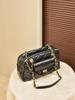 Estilo Minimalista de Lujo Ligero Piel de Becerro de Primera Capa Bolso Boston Acolchado Estilo Chanel Bolso de Mano Cruzado