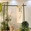 Decoração de Quadro de Bambu para Banquete de Casamento Tubo de Bambu Amarelo Quadro de Boas-Vindas Estilo Chinês Lótus Adereços para Celebração de Aniversário ao Ar Livre 38º Festival