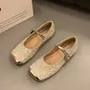Elegantes zapatos Mary Jane con lentejuelas para mujer, nuevos de verano 2026, planos, estilo francés, elegantes, delicados, estilo hada, zapatos de vestir