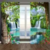 Cortinas Criativas de Verão Transfronteiriças com Estampa de Linhas do Mar, Conchas e Corais para Decoração de Ambiente de Sala de Estar e Quarto