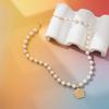 Moda Luxo Leve Pingente de Flor Totalmente Cravejado Colar de Pérolas Joias Femininas Nicho Alto Padrão Corrente para Clavícula Colar de Pequena Fragrância