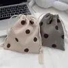 Venta Directa de Fábrica Bolsa de Almacenamiento de Pana Retro con Lunares Solapa de Cierre de Cordón Bolsillo Pantalones Pequeña Portátil para Guardar Varios Billetera para Monedas