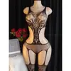 Conjunto de Lingerie Sexy, Meias Transparentes Sedutoras de Alta Elasticidade, Peça Única de Renda com Suspensórios, Uniforme Tentação