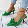 Sandalias de tacón alto estilo francés con lazo de corbata de nicho, zapatos de hada, nuevo modelo de verano 2026, zapatos de salón de tacón de aguja con punta fina