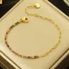 Pulseira Colorida de Zircônia 2025 para Mulheres, Corrente Tennis Fashion Versátil, Joia de Design de Nicho, Aço Titânio, Não Desbota