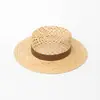 Sombrero de ala plana de rafia con cinta de gamuza calada de moda casual nuevo de primavera y verano europeo y americano, sombrero de paja para protección solar al aire libre