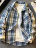 Moda de Primavera y Otoño Nueva Camisa Chaqueta Cuadros Versátil Estilo Coreano Tendencia Ropa Interior Versátil Camisa de Manga Larga