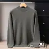 Suéter de punto 100% cachemira con cuello semialto plano, top versátil de color liso de manga larga para venta al por mayor transfronteriza