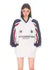 Sudadera con capucha de manga raglán de color de contraste para mujer 2024 Otoño Nuevo Holgada Estilo Bf Retro Americano Tops de Pareja