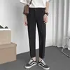 Calças finas de verão com pingentes, calças curtas justas, calças masculinas sem pés, estilo coreano, calças compridas casuais da moda