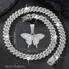 Lámpara Colgante de Mariposa con Incrustaciones de Diamantes Transfronteriza Cadena Cubana de Lujo Hip-Hop Unisex Accesorios de Joyería Collar Hip-Hop Venta al por Mayor
