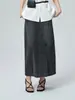 Saia jeans simples de cintura alta para mulheres, 26 novos produtos de verão, design desconstruído com fenda lateral, saia jeans lavada em linha A