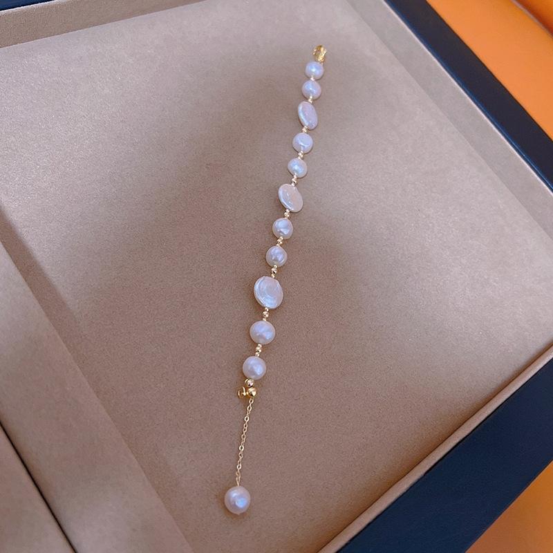 纽扣巴洛克手链14k注金小众设计高级感时尚简约天然淡水珍珠手链