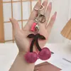 Pendente de Carro Simples de Cereja Transfronteiriço Veludo Coreano Strass Chaveiro Anti-Perda Pingente de Bolsa Acessórios Atacado