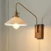 Lámpara de pared para mesita de noche de estilo de mediados de siglo, 6 nuevos estilos retro franceses, creando un ambiente atmosférico, lámpara de pasillo de cerámica, tela y hierro