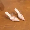 Sandalias de tacón de aguja de moda y versátiles estilo francés, nueva colección de verano 2026, tacones altos sexy sin tiras de punta fina para uso interior y exterior