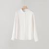Nova Camisa de Seda Pesada Feminina Elegante Gola de Seda de Amora Camisa Branca Manga Longa Solta Top de Primavera para o Trabalho