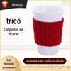 Capa de tricô de lã para xícara de café xícara de cerâmica capa protetora para xícara jacquard europeu e americano transfronteiriça antiderrapante anti-queimadura isolante capa para xícara