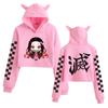 Sudadera de Ombligo de Orejas de Gato para Mujer con Estampado de Moda de Comercio Exterior Periférico de la Serie Riman de New Ghost Extermination Blade Transfronterizo