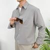 Camisa Casual Masculina Nengmeng Outono/Inverno Textura Seersucker Manga Longa Estilo Coreano Bolso Escuro Texturizado Respirável Manga Longa