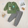 Conjunto Popular Casual de Otoño e Invierno para Niños Pequeños y Bebés Transfronterizo 2025 Sudadera Casual Popular a Rayas con Pantalón Waffle