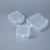 Caixa quadrada transparente com tampa, elevada, para ferramentas, nail art, caixa plástica vestível, caixa de armazenamento para miçangas de brinquedo, embalagem para adesivos e acessórios