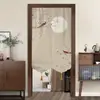 Cortina de Puerta Impermeable de Tela de Algodón y Lino sin Taladro para Entrada, Dormitorio, Cocina, Baño, Cortina Divisoria con Borlas, Nuevo Estilo Chino