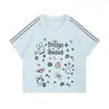 Camiseta de Manga Corta con Encaje en V, Estilo Americano, Linda y Divertida, Dibujos Animados, para Mujer, Nuevo Estilo de Verano, Diseño Holgado Casual, Moderna