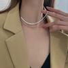 Collar sencillo de doble capa con hueso de serpiente apilado para mujer, collar corto distintivo de estilo hip hop, elegante cadena corta para clavícula de celebridades de Internet.