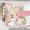 Nuevo Cuaderno de Hojas Sueltas Chica Bella Gato Blanco Floral Rosa de Alto Valor M5 Hebilla Magnética Portatarjetas Anime Portátil
