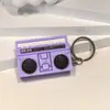 Nostálgico mini rádio vintage retrô clássico gravador de fita pingente divertido ornamento chaveiro alto-falante bolsa presente