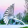 Esculturas Grandes de Aço Inoxidável, Esculturas Espelhadas Metálicas Irregulares para Exterior, Esculturas Vazadas Quadradas para Paisagismo de Jardim, Fábrica Personalizada