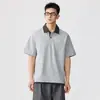 Moda Masculina Verão 2026 Marca Simples Camisa Polo com Gola Lapela Manga Curta Fashion Versátil Solta Top de Alta Qualidade