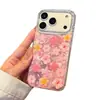 Funda de Teléfono de Flor Tridimensional Adecuada para iPhone 17 Max Rosa Manzana 16 Pro Transparente con Brillo en Relieve y Agujero Grande