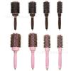 Pente de modelagem de cabelo cacheado com tubo de alumínio cerâmico, cerdas de nylon marrons, pente de cabeleireiro cilíndrico, pente de rolo para cabelo cacheado, atacado