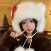 Adorable Oveja de Lana Peluche Versátil Protección para Orejas Gorro para la Cabeza para Mujeres Pulóver Engrosado Protección contra el Frío Gorro Cálido a Prueba de Viento