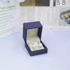 Caixa de Joias Azul Royal em Ângulo Reto de Couro PU Escovado para Anéis, Brincos, Colares, Pulseiras, Caixa de Embalagem de Joias Atacado