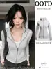 Chaqueta de otoño temprano para mujer 2026 nueva sudadera con capucha ajustada, cárdigan fino casual con cremallera, parte superior, atuendo estilo coreano