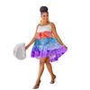 C6509 Oferta Especial, Não Reembolsável e Não Trocável, Compre com Cautela. Vestido Curto Sem Manga Estampado em Degradê Multicolorido Feminino