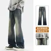 NASA ABOUT Jeans Acampanados para Hombre, Estilo Americano High Street, Corte Holgado, Adelgazantes, Pantalones de Verano para Hombre