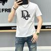 Verano 2025 alta calidad Camiseta casual de manga corta para hombre con estampado moderno de cuello redondo y letras que combina con todo