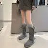 Botas de Nieve Casuales de Moda Versátiles Cómodas 2025 Otoño e Invierno Nuevo Estilo de Nicho con Decoración de Hebilla de Cinturón y Botas Altas Forradas de Lana